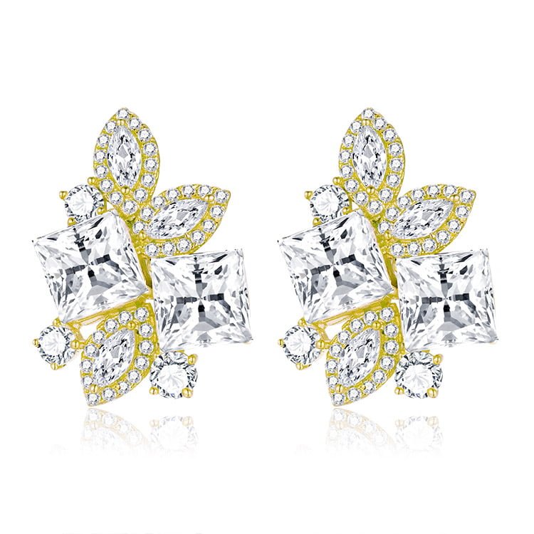 Flower leaf zircon earrings SES01017