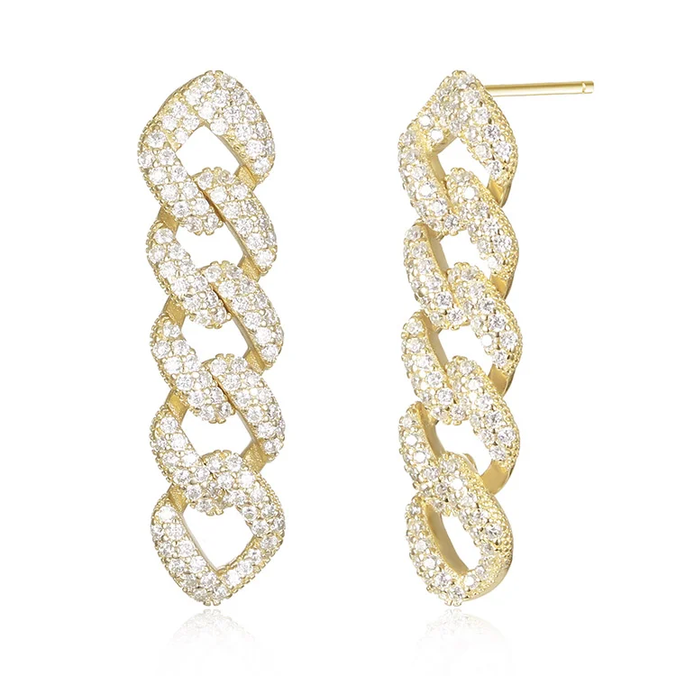 White Zircon Chain Stud Earring SES01180