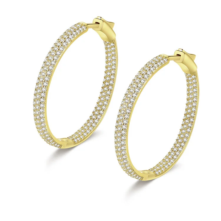 Round buckle zircon stud earrings SES01187