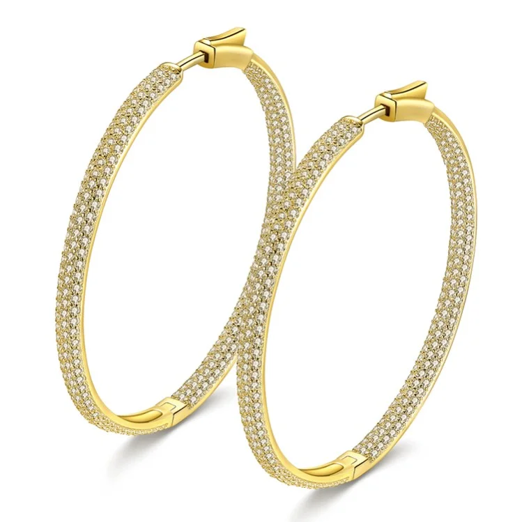 Round buckle zircon stud earrings SES01188
