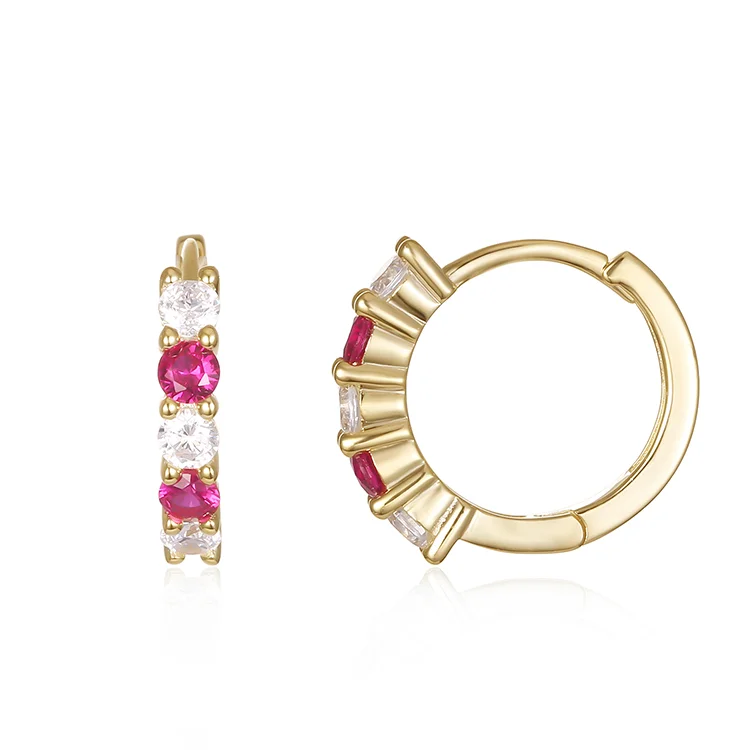 Red white zircon stud earrings SES01194