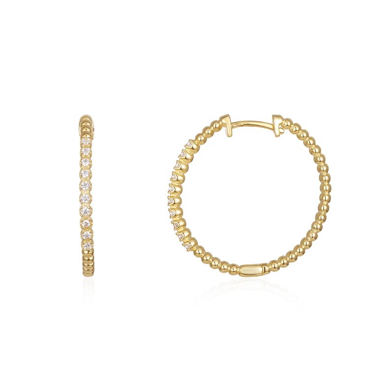 Linked ball earrings with zirconium SES01198