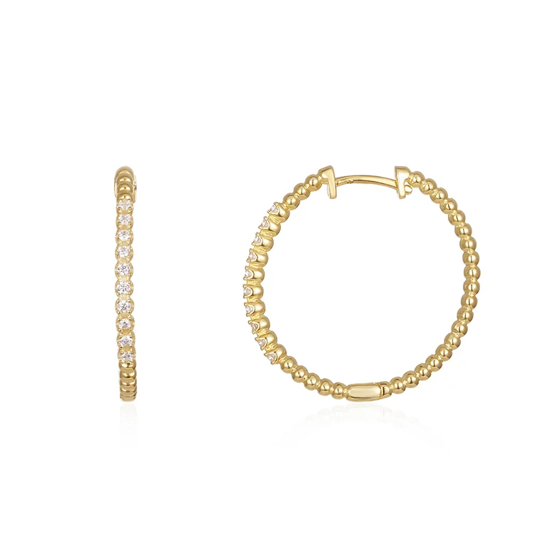 Linked ball earrings with zirconium SES01198