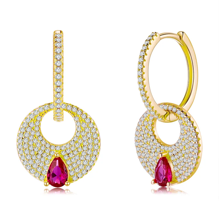 Disc inlaid zirconium earrings SES01206
