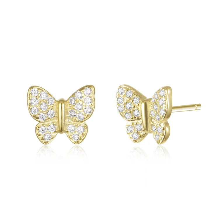 Butterfly shaped zirconium stud earrings SES01256