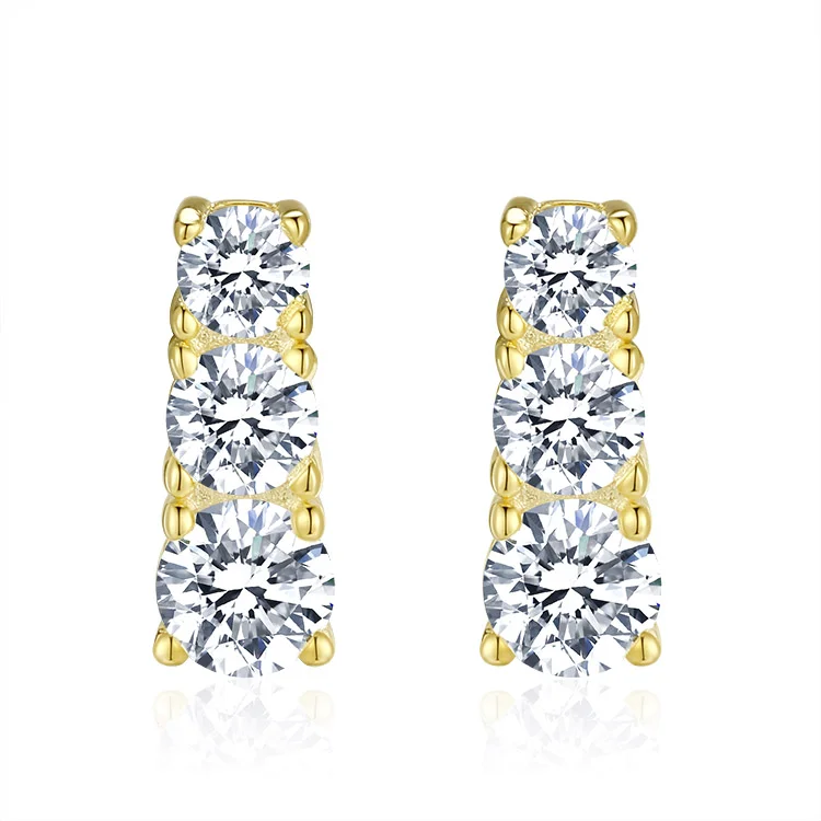 Trapezoidal zirconium stud earrings SES01258