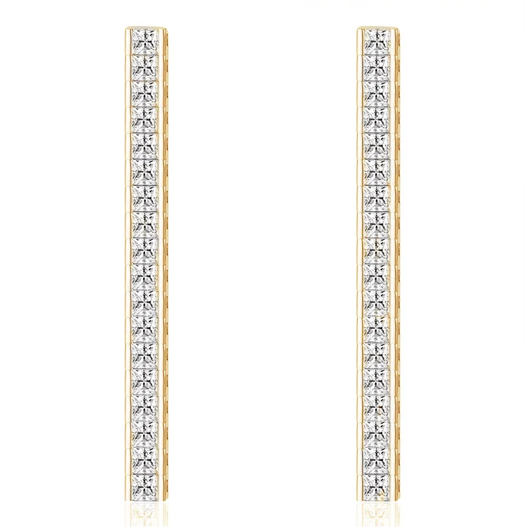 Quadrilateral zircon stud earrings SES01274