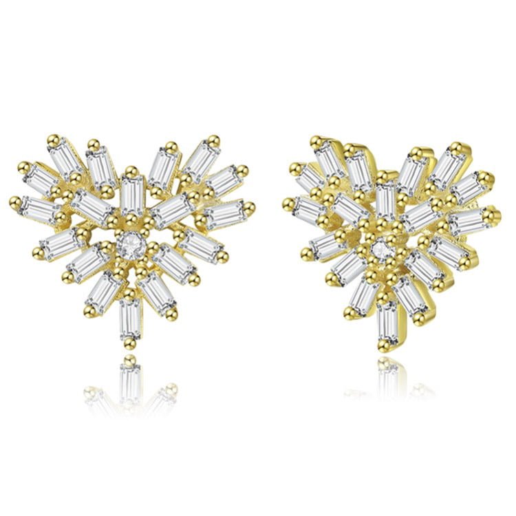 Heart Shaped Square Zirconia Stud Earrings