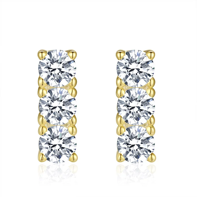 Round zirconium cuboid earrings SES01305