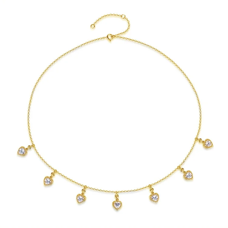 Heart shaped zircon surround necklace SNS01316