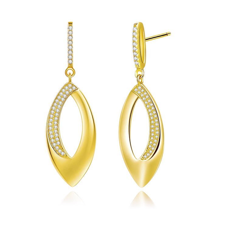 Leaf-shaped zircon stud earrings SES01331