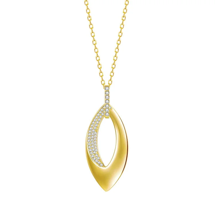 Leaf shaped zircon necklace SNS01332