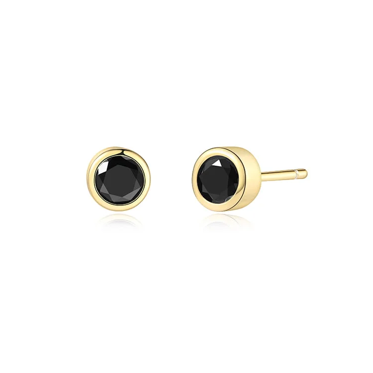 Black zirconium bezel stud earrings SES01366