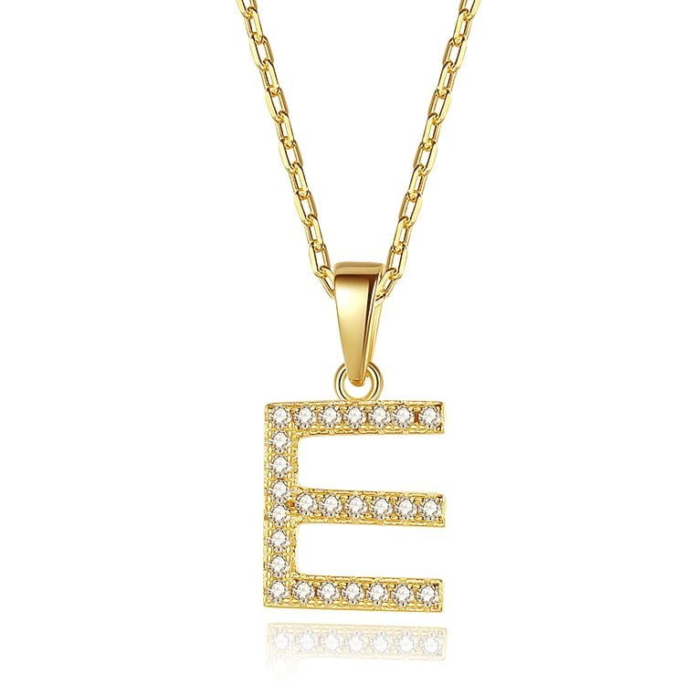 E pendant zircon necklace SNS01377
