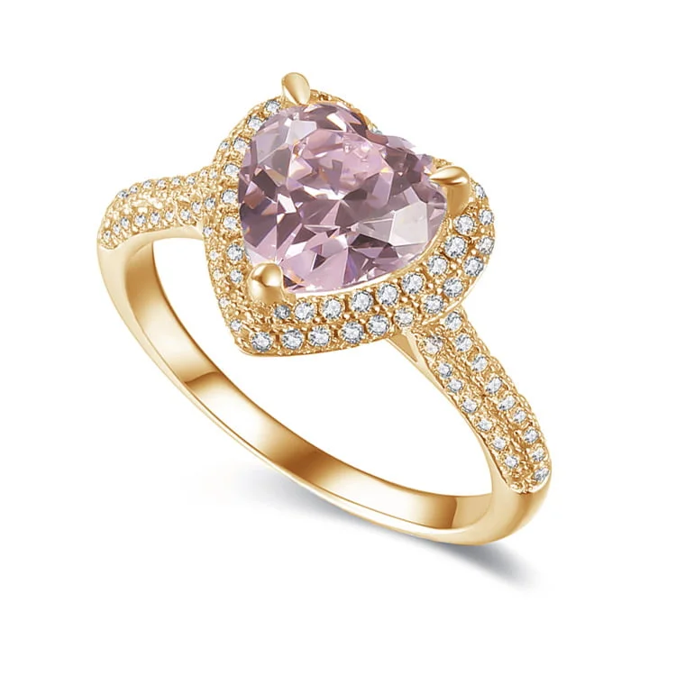 Heart Shape Single Circle Zircon Ring SRS01494
