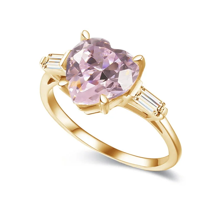 Heart Shape Single Circle Zircon Ring SRS01495