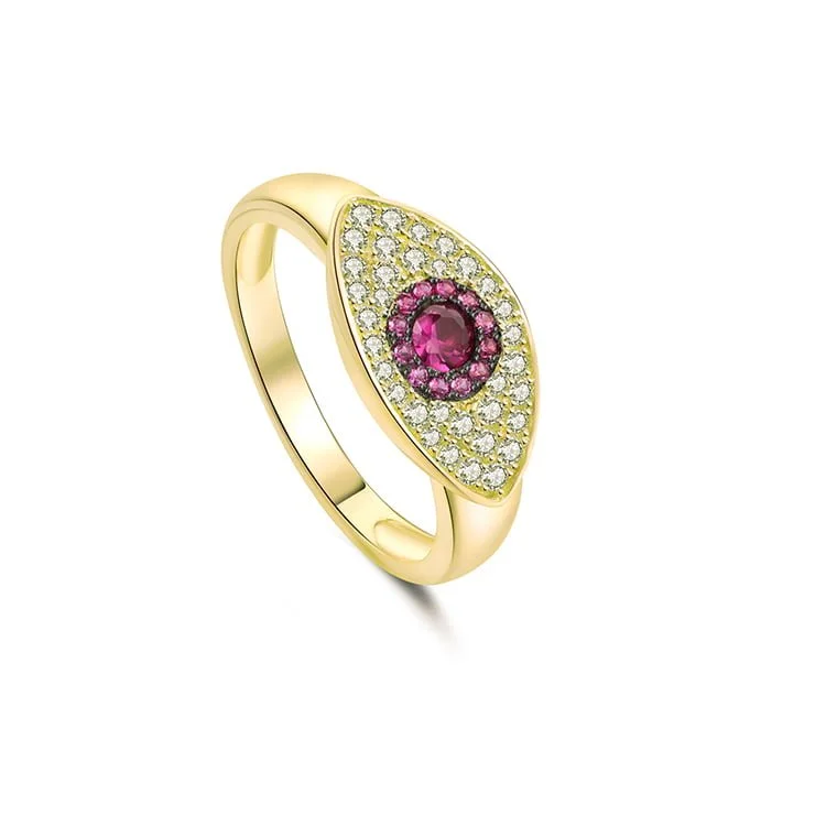 Zircon Accented Scarlet Eye Ring SRS01399