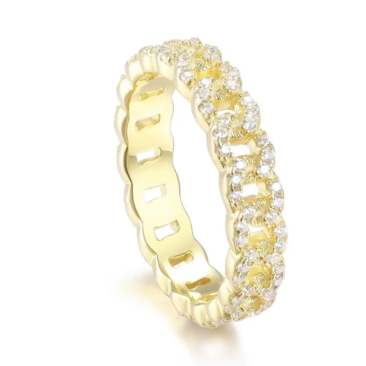 Zircon embellished Cuban chain ring SRS01401