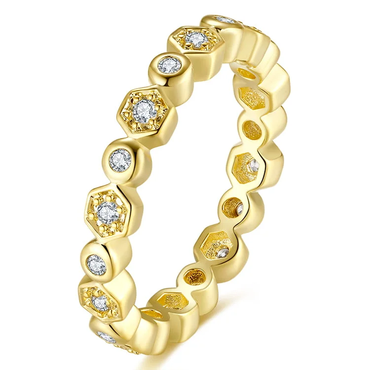Hexagonal Zirconia Accent Ring SRS01479
